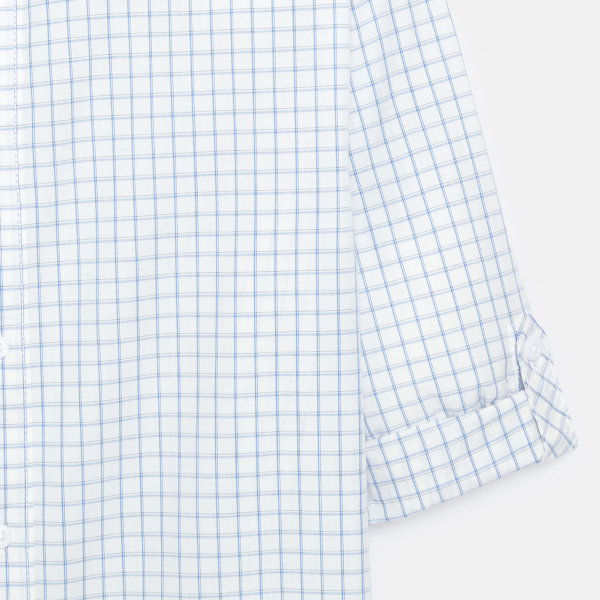 قميص بمربعات صغيرة أزرق فاتح للسيدات